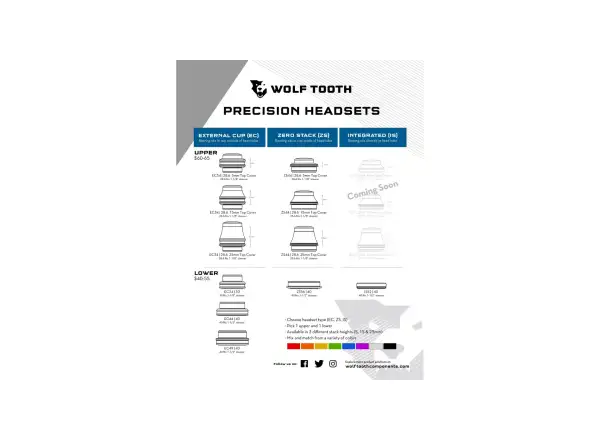 Wolf Tooth Performance Upper IS41/28,6 7mm stack integrované hlavové složení černá