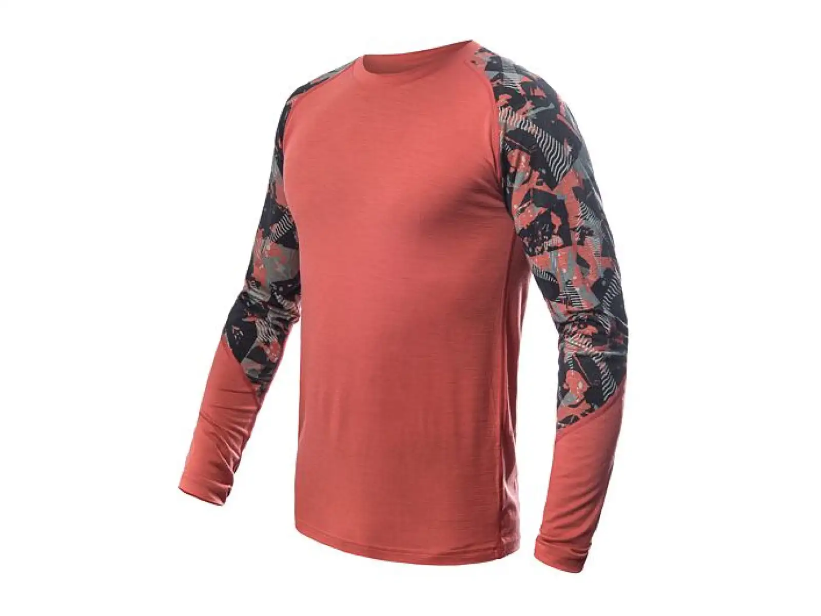 Sensor Merino Impress pánské triko dlouhý rukáv Terracotta/Rush