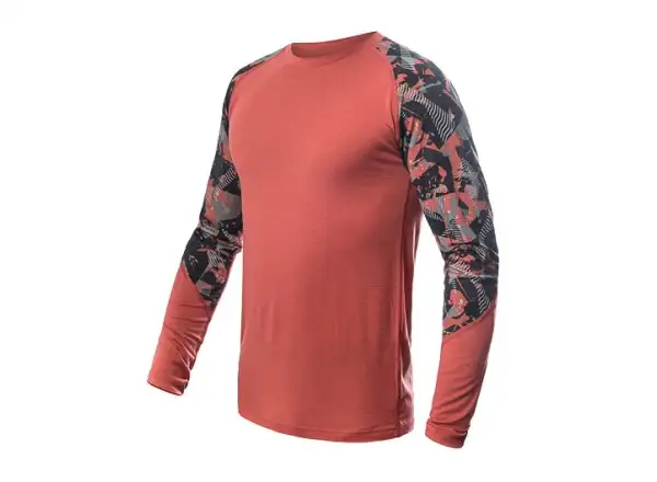 Sensor Merino Impress pánské triko dlouhý rukáv Terracotta/Rush