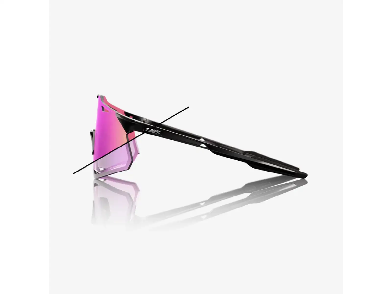 100% Hypercraft brýle Gloss Black/Photochromic Purple Mirror