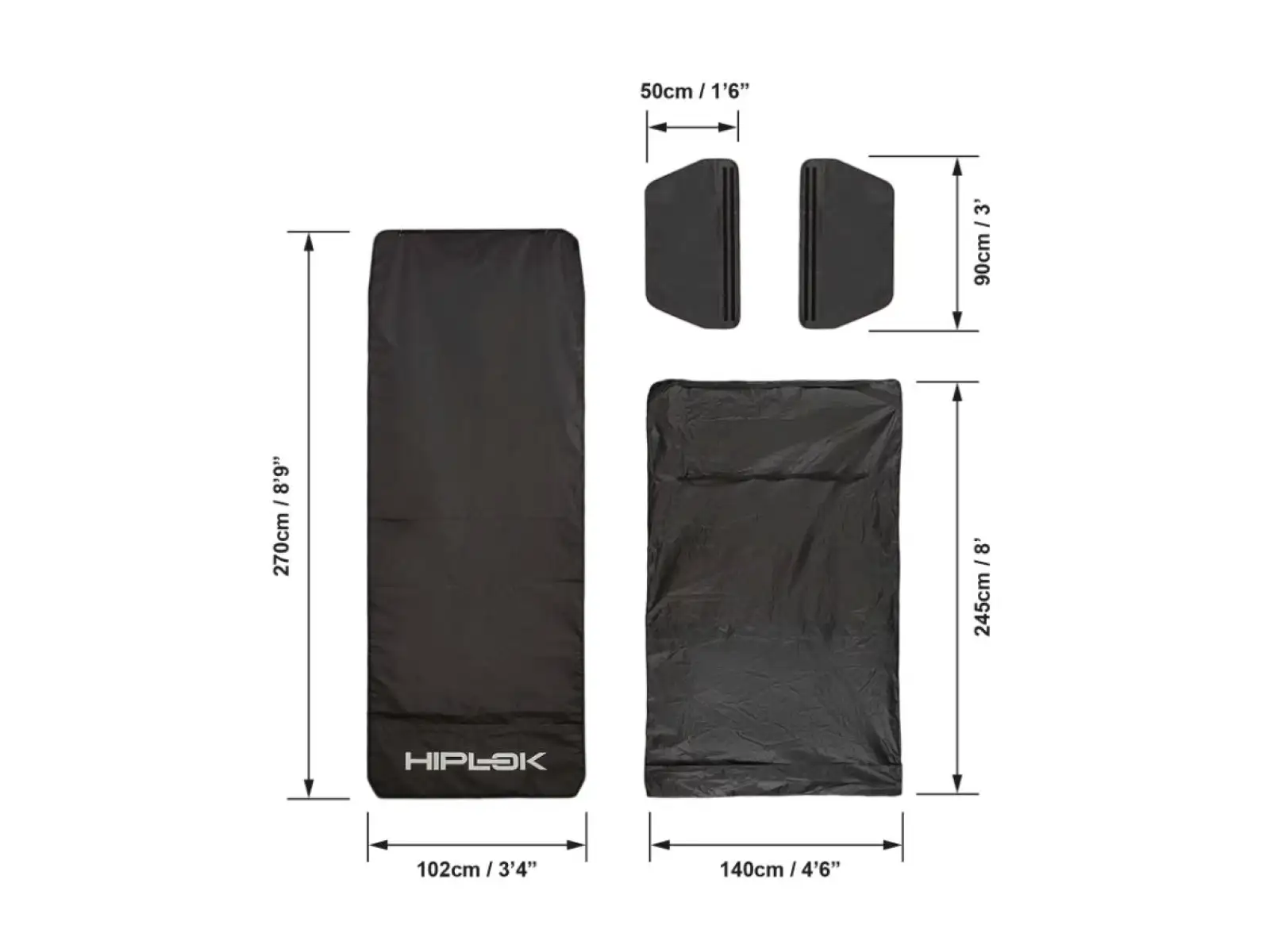 Hiplok Rideshield ochranná podložka 2700 x 1020 mm černá