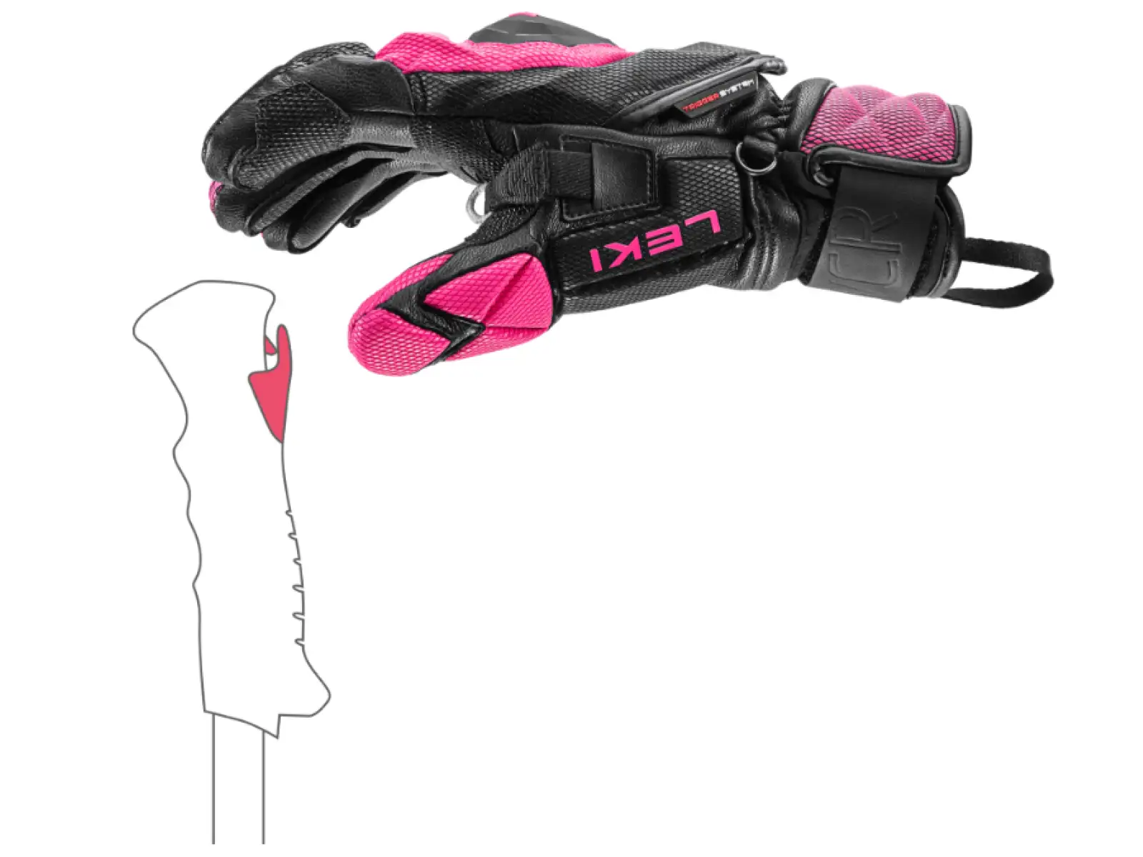 Leki WCR Venom SL 3D dámské závodní rukavice Black-Pink