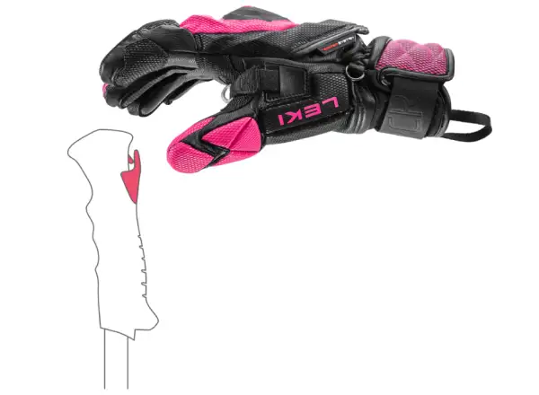 Leki WCR Venom SL 3D dámské závodní rukavice Black-Pink
