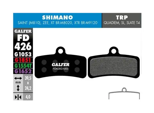 Brzdové destičky Galfer FD426 - černá, standartní Shimano, Tektro, TRP