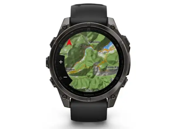 Garmin fenix 8 - 47 mm AMOLED Sapphire chytré hodinky Carbon grey DLC titanium Black/Gray