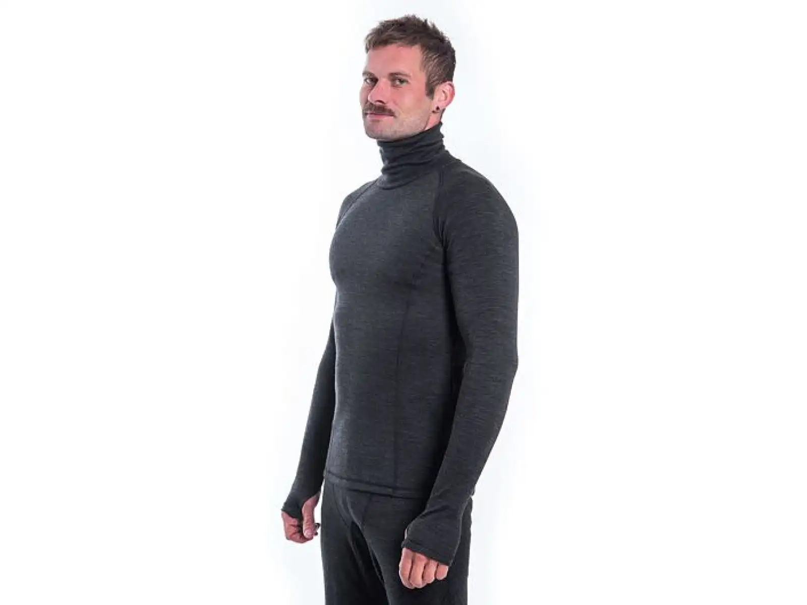 Sensor Merino Bold Neck pánské triko dlouhý rukáv Anthracite Gray