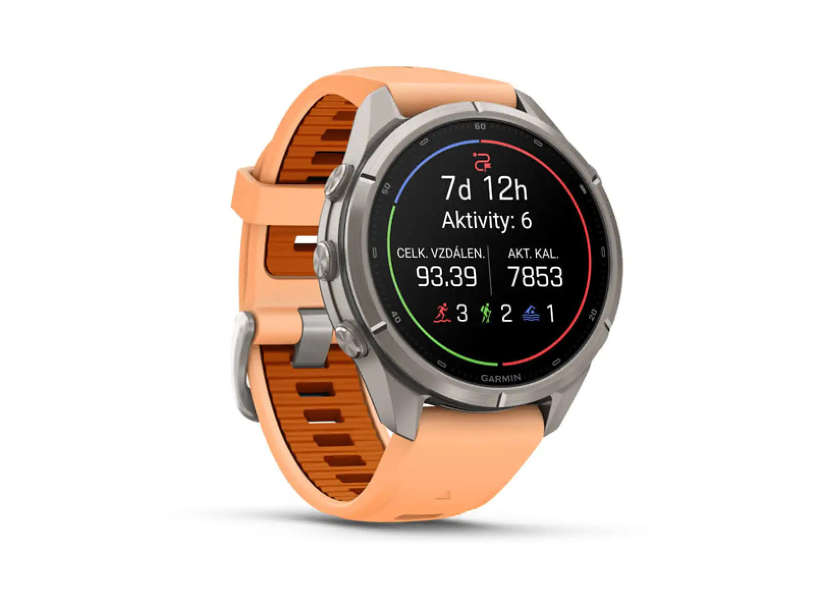 Garmin fenix 9 Pro – inReach 43 mm chytré hodinky Titanium Shell pink/autumn orange silicone band