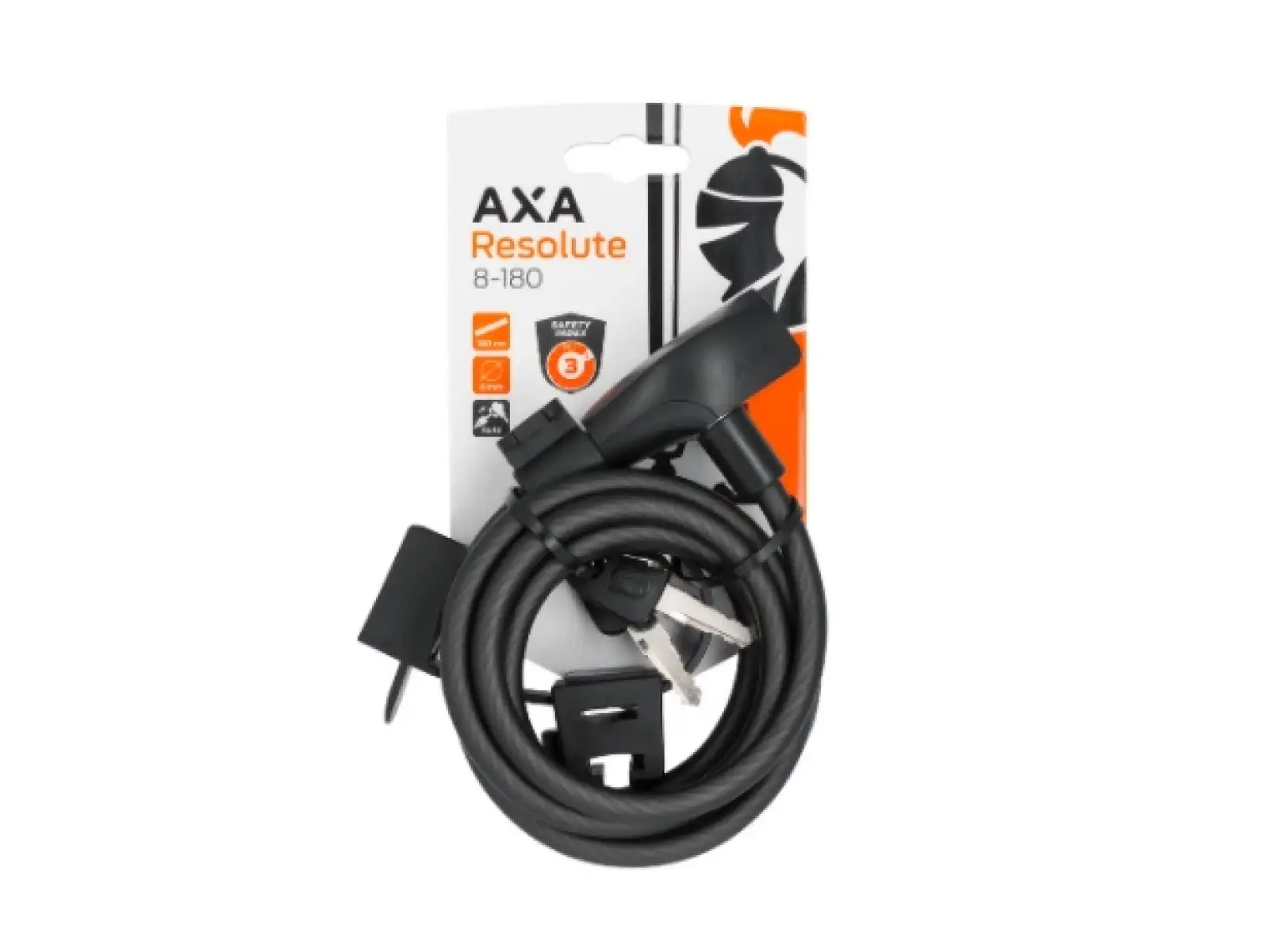 AXA Cable Resolute 8 - 180 kabelový zámek Mat Black 180 cm