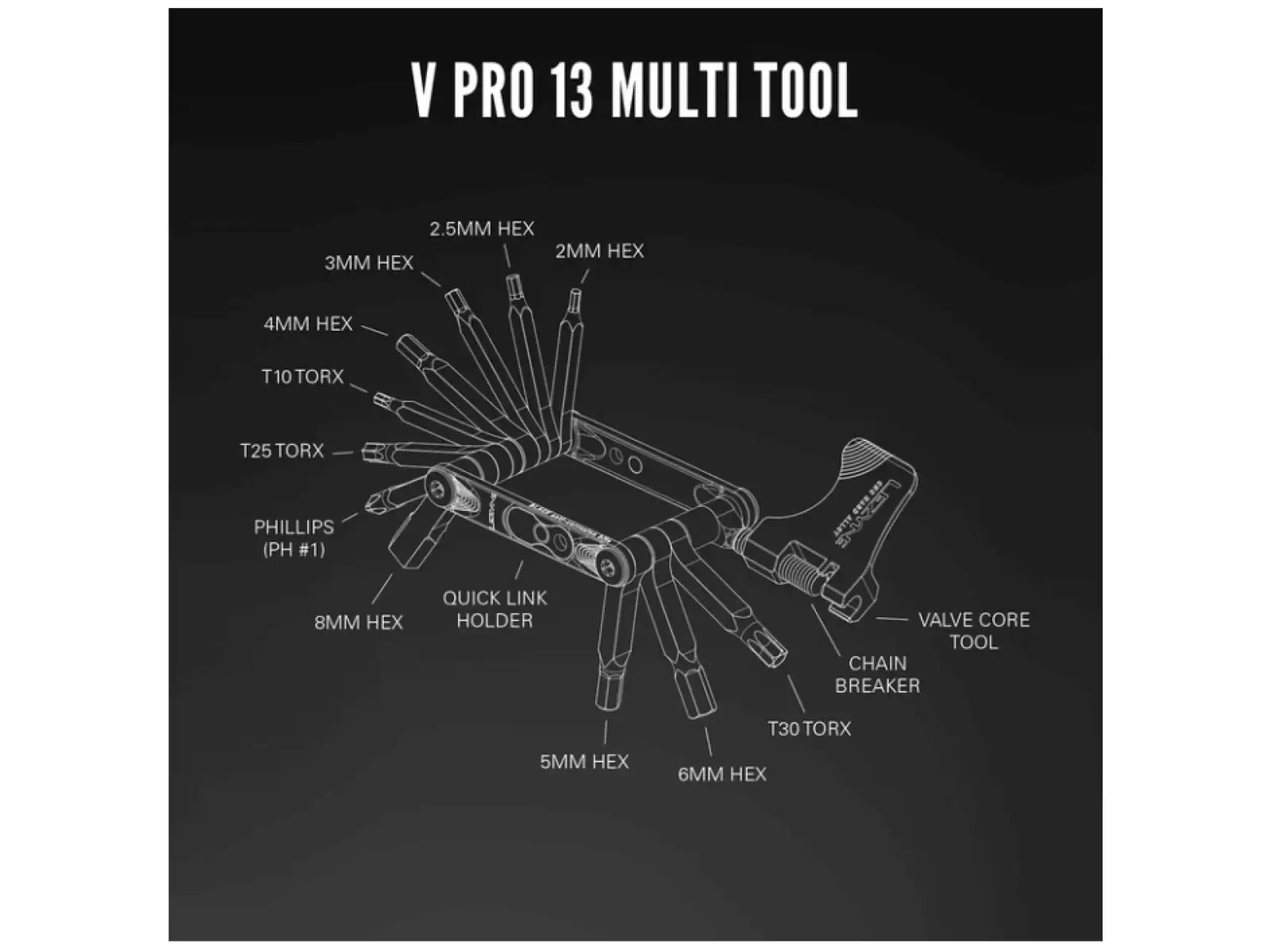 Lezyne V Pro multiklíč 13 funkcí černá