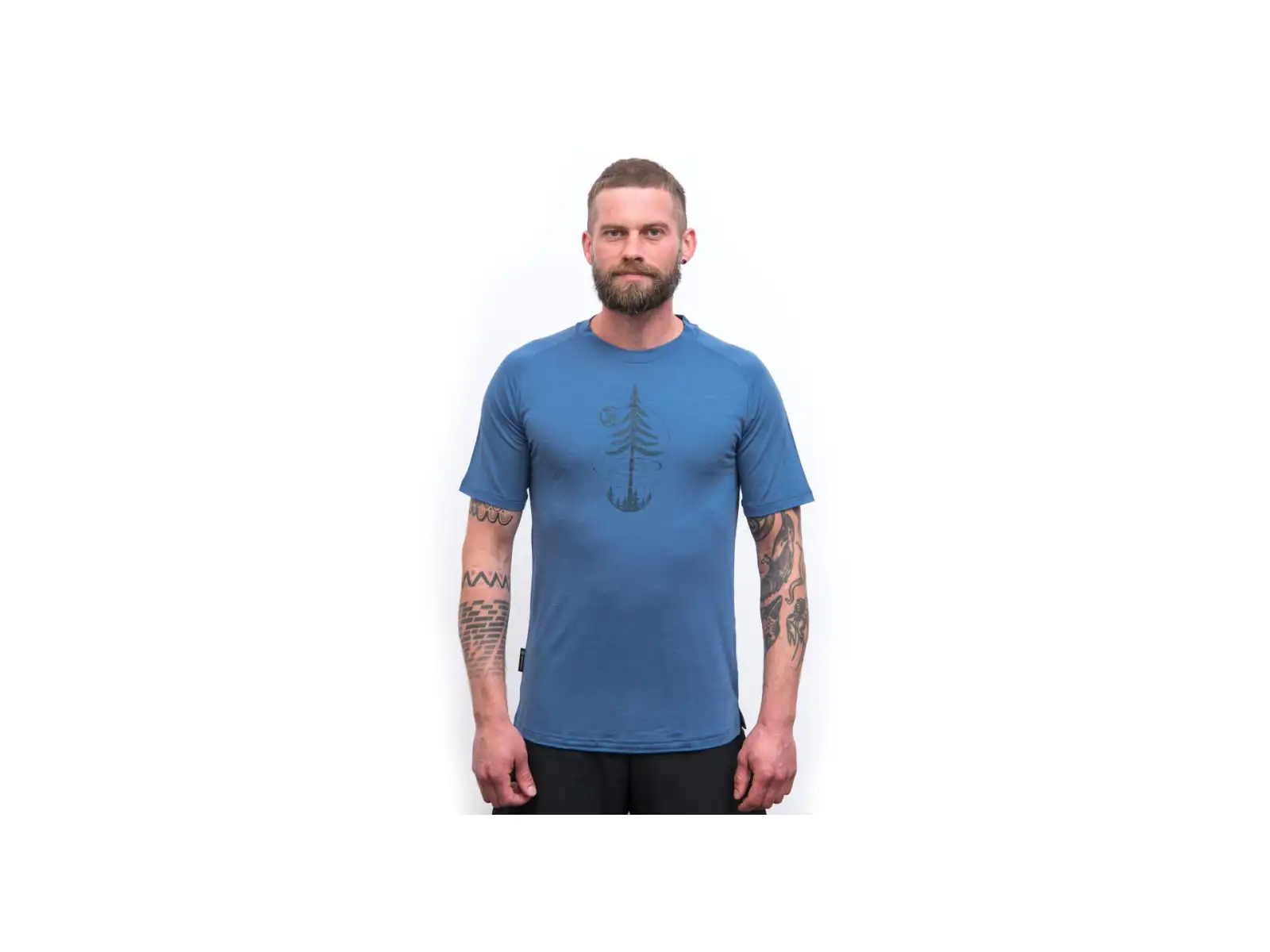 Sensor Merino Air Earth pánské triko krátký rukáv Riviera Blue