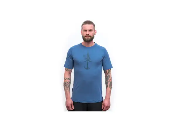Sensor Merino Air Earth pánské triko krátký rukáv Riviera Blue