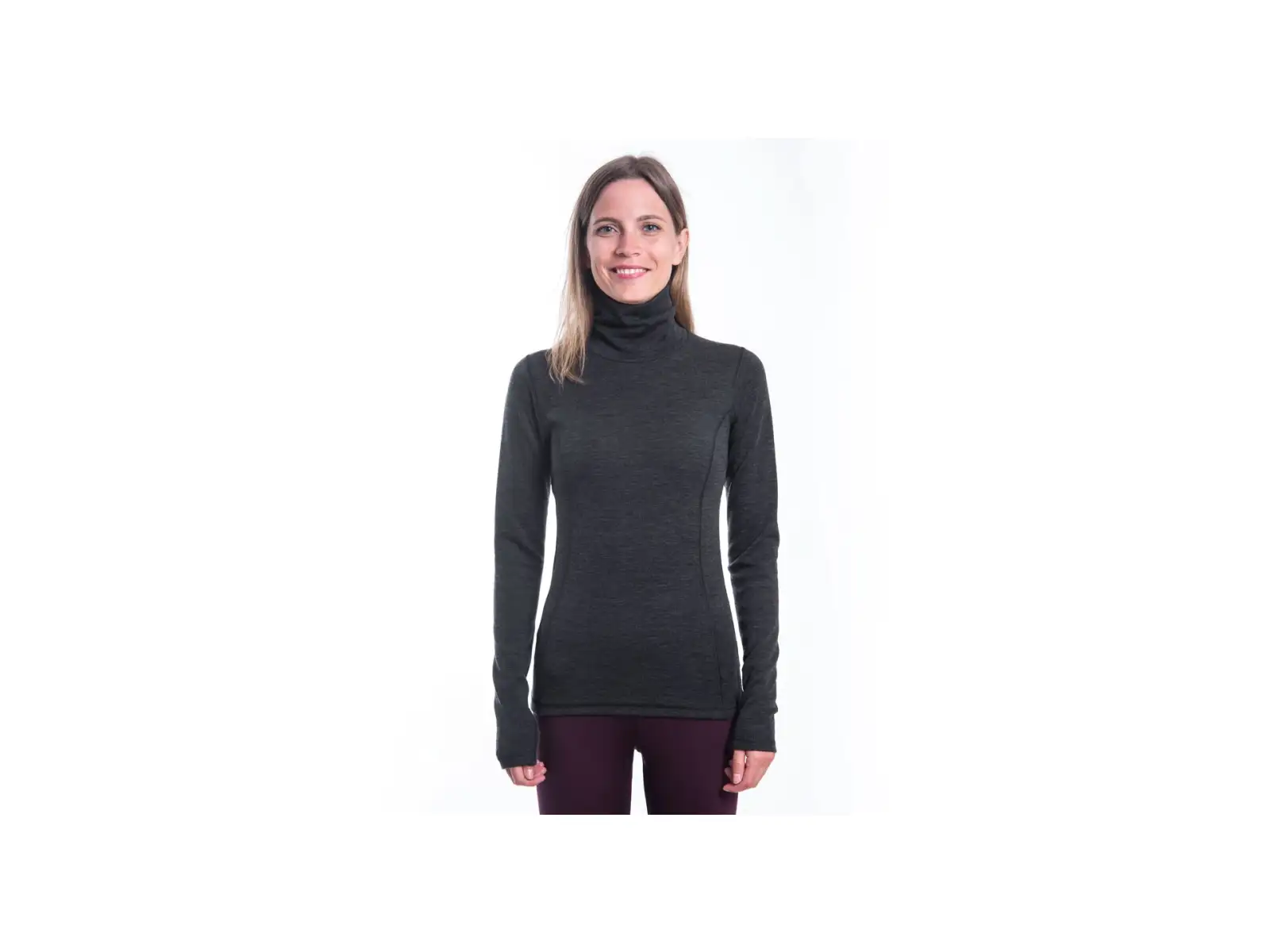 Sensor Merino Bold dámské triko dlouhý rukáv roll neck anthracite gray