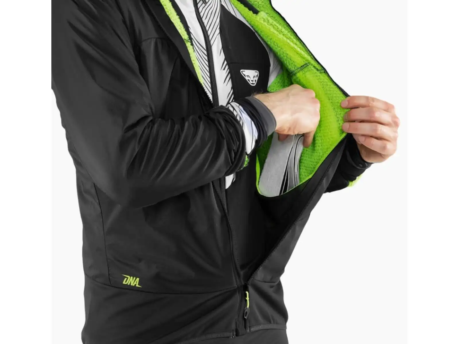 Dynafit DNA Polartec Alpha pánská bunda Black Out/Neon Yellow