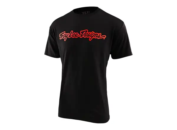 Troy Lee Designs Signature pánské triko krátký rukáv Black/Glo Red