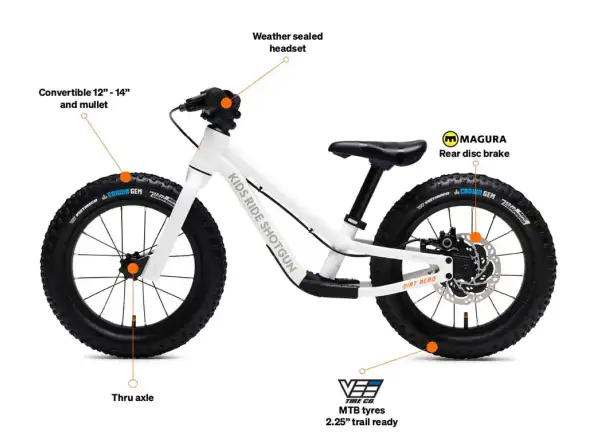 Kids Ride Shotgun Dirt Hero 12 odrážedlo s brzdou