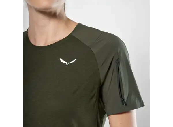 Salewa Puez AM Hyb dámské triko krátký rukáv Dark Olive