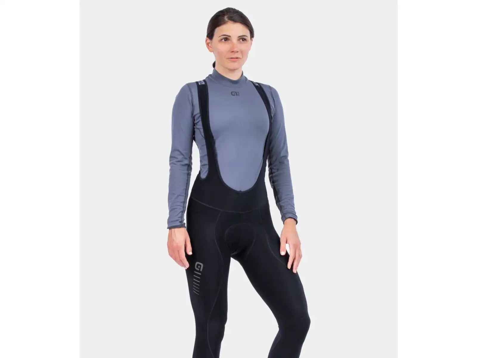 Alé Solid Essential dámské zimní cyklistické kalhoty s laclem Black