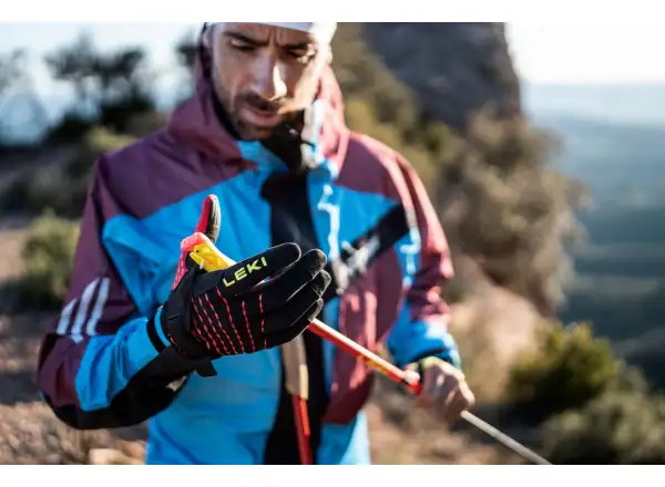 Leki Ultra Trail Storm Shark běžecké rukavice Black/Red/Neon Yellow