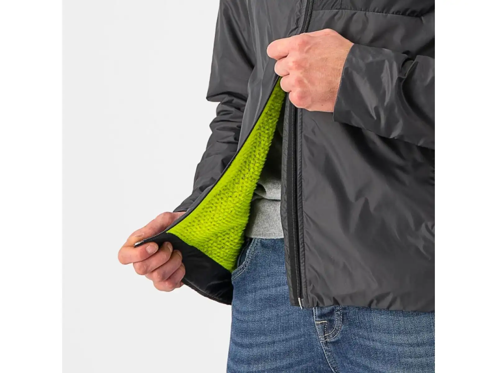 Castelli Riscalda Puffy pánská bunda dark gray/eletric lime