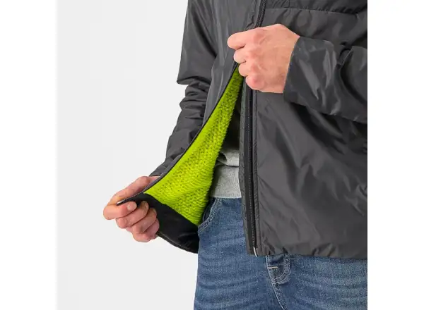 Castelli Riscalda Puffy pánská bunda dark gray/eletric lime