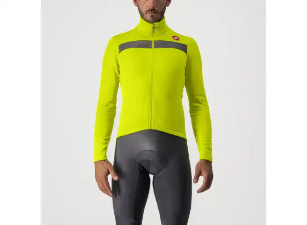 Castelli Puro 3 pánský zateplený dres dlouhý rukáv Electric Lime/Black Reflex