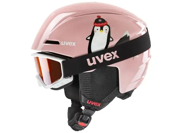 Uvex Viti set lyžařská helma a brýle pink penguin