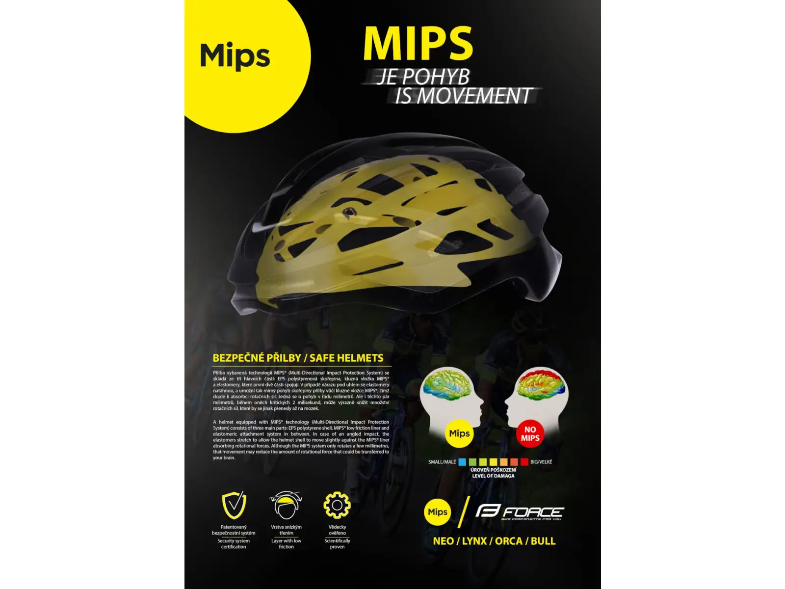 Force Bull Hue Mips cyklistická přilba bílá/černá