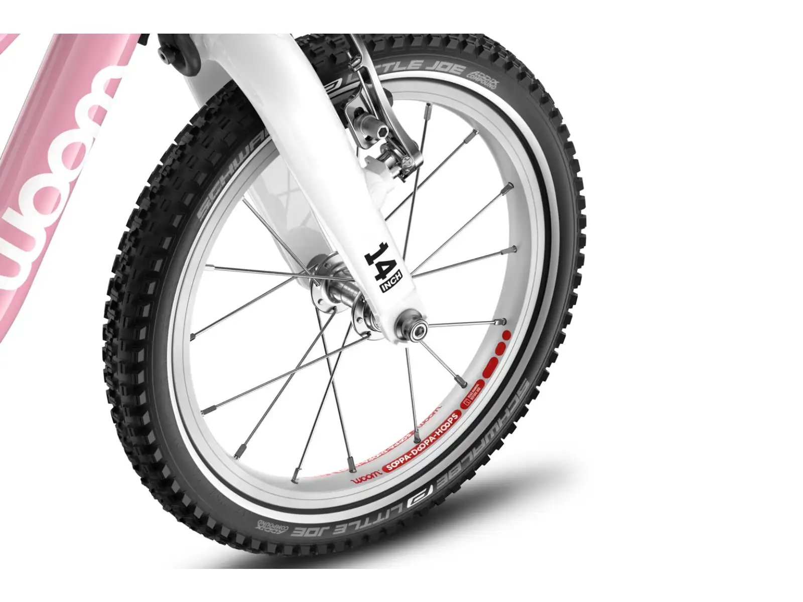 Woom GO 1 Plus dětské odrážedlo 14" barva Powder Pink