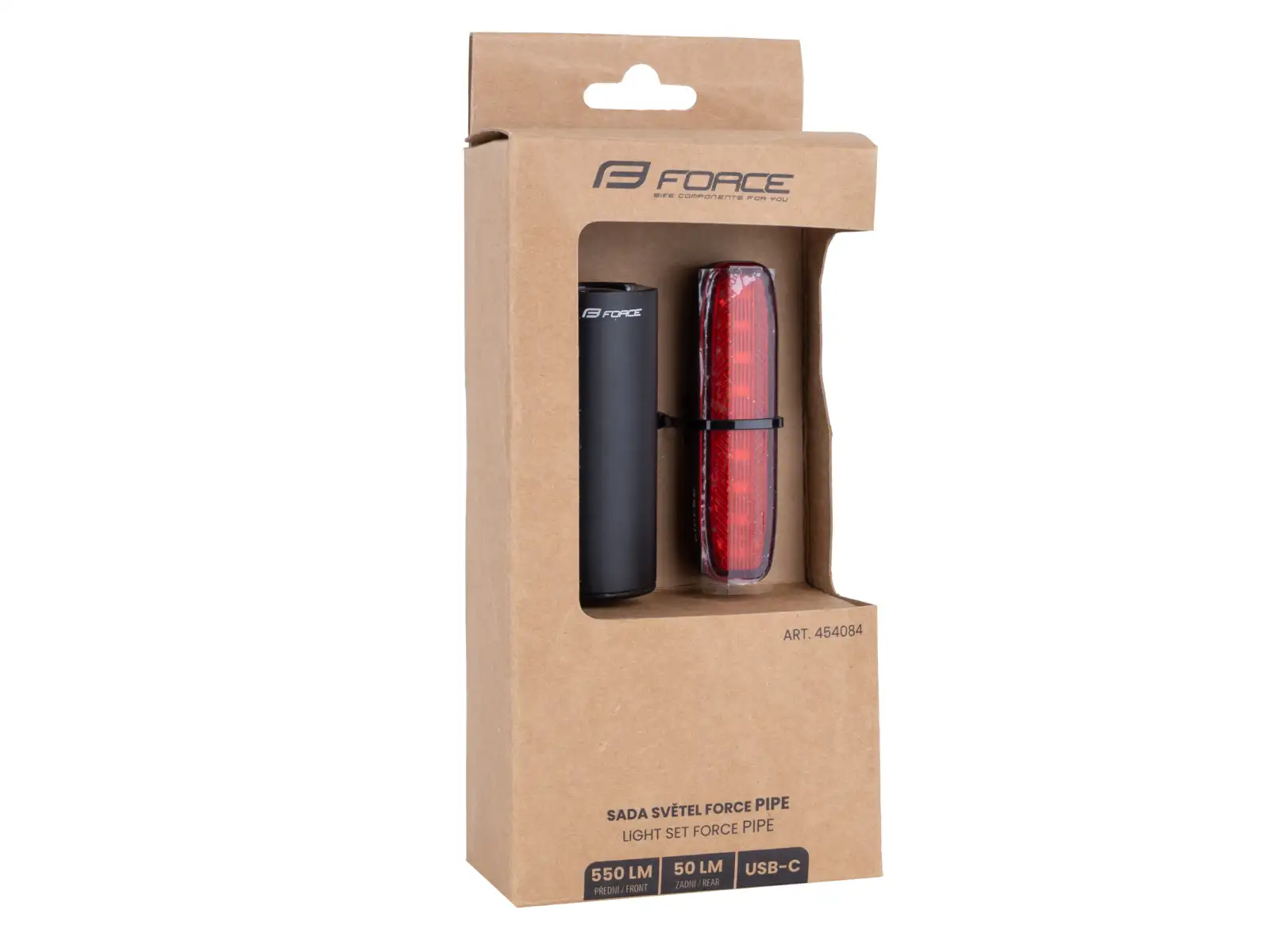Force Pipe USB sada světěl přední + zadní černá