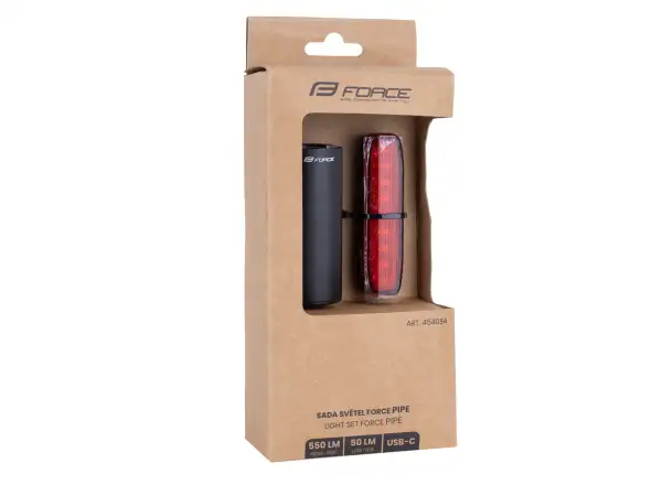 Force Pipe USB sada světěl přední + zadní černá
