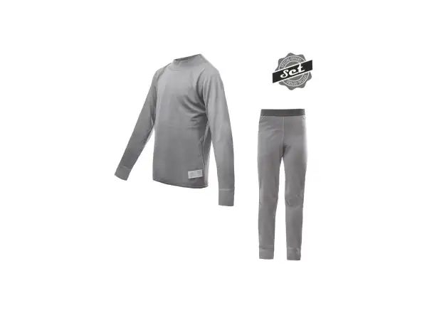 Sensor Merino Active set juniorské triko dlouhý rukáv + kalhoty šedá