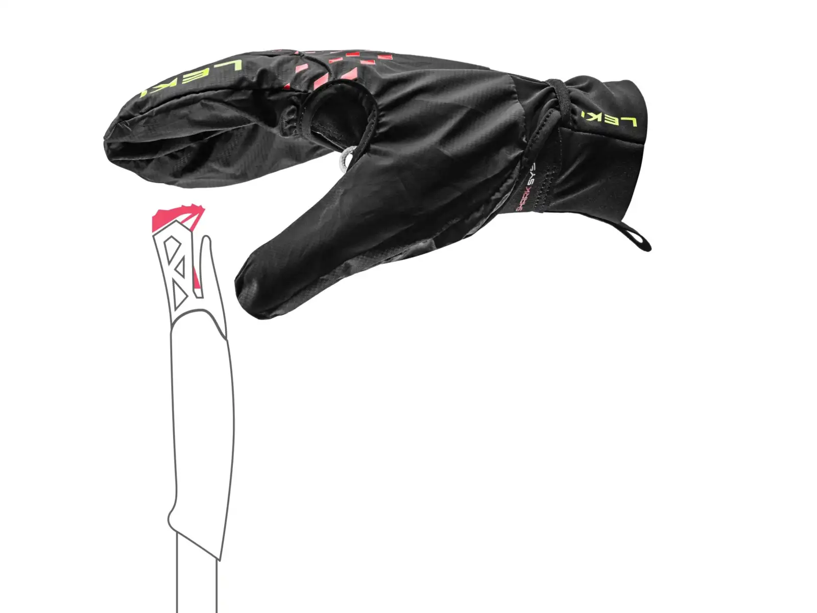 Leki Ultra Trail Storm Shark běžecké rukavice Black/Red/Neon Yellow