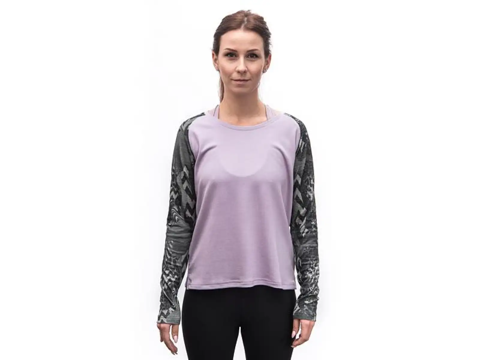 Sensor Merino Blend Impress dámské triko dlouhý rukáv Mystic Violet/Zebra