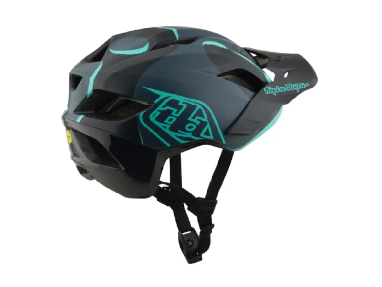 Troy Lee Designs Flowline SE MIPS přilba Badge Carbon/Real Teal
