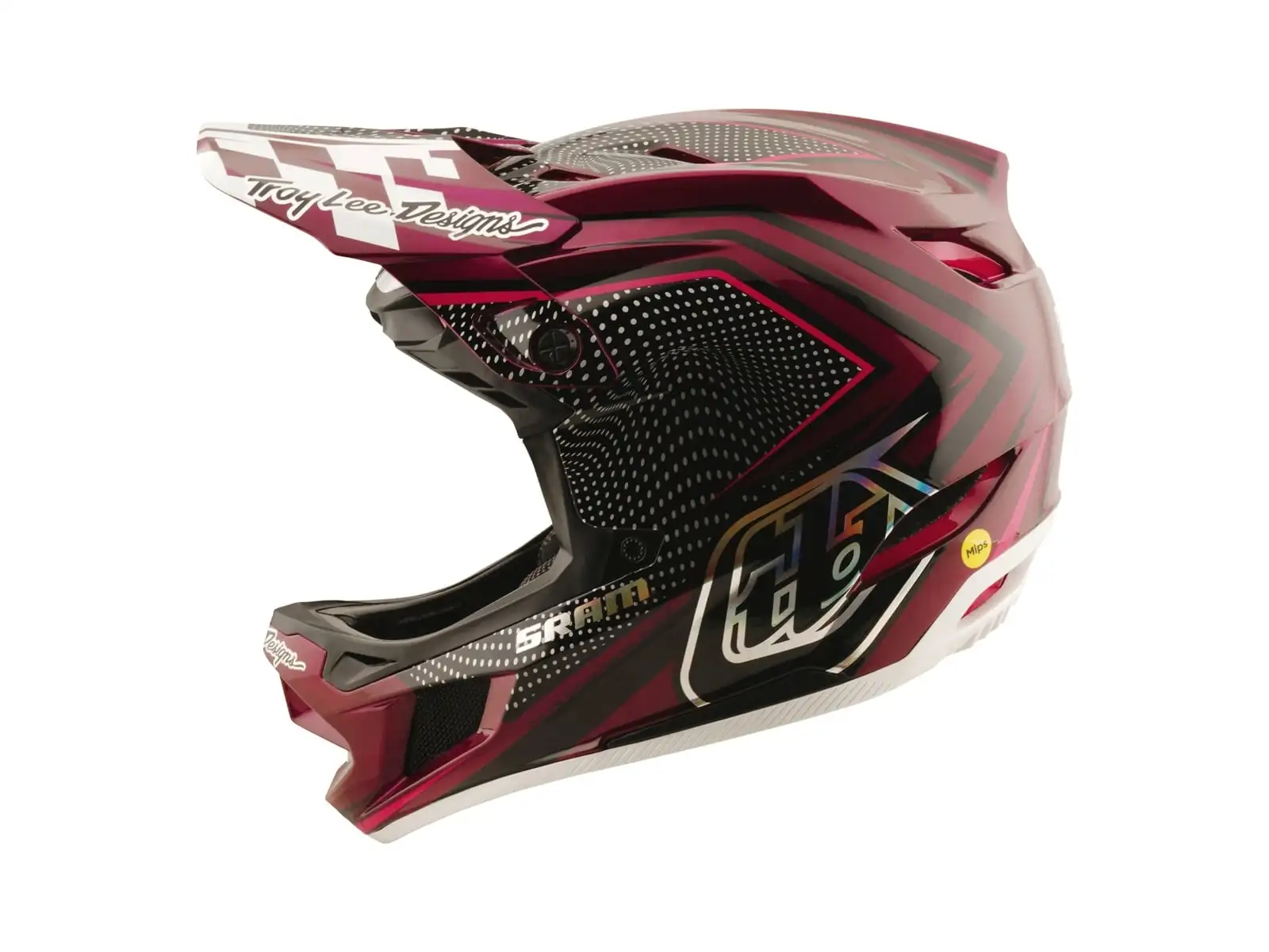 Troy Lee Dsigns x SRAM D4 Carbon přilba Radioscape Black/Berry