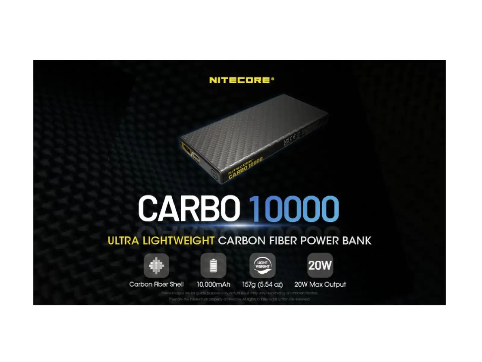 Nitecore výkonná Powerbanka CARBO 10000, USB-C, 10000 mAh
