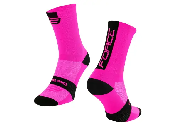 Force Long Pro cyklistické ponožky růžová/černá
