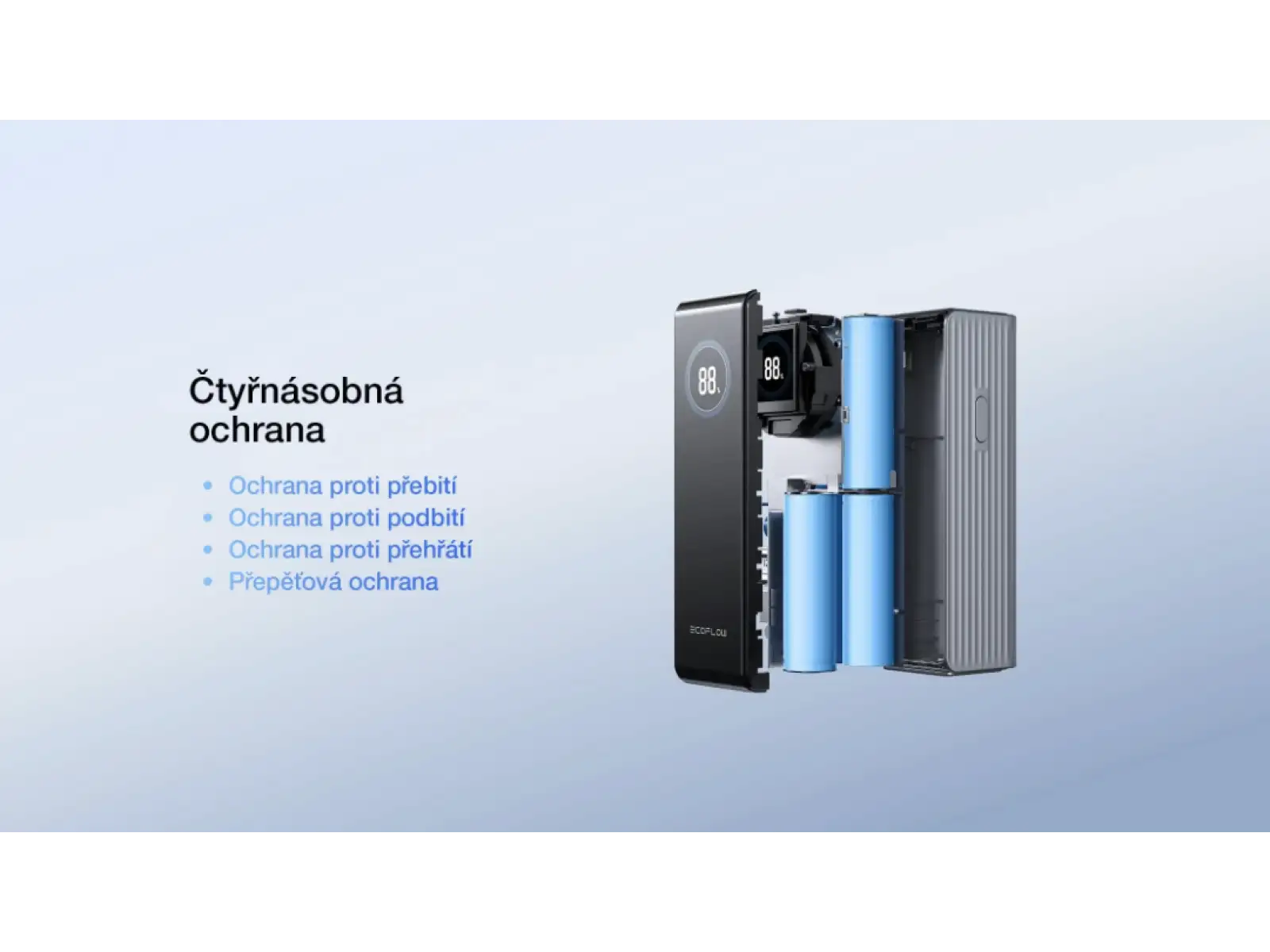 EcoFlow Rapid Power Banka (25000mAh,170W) 2x100W vestavěný USB-C kabel - stříbrná