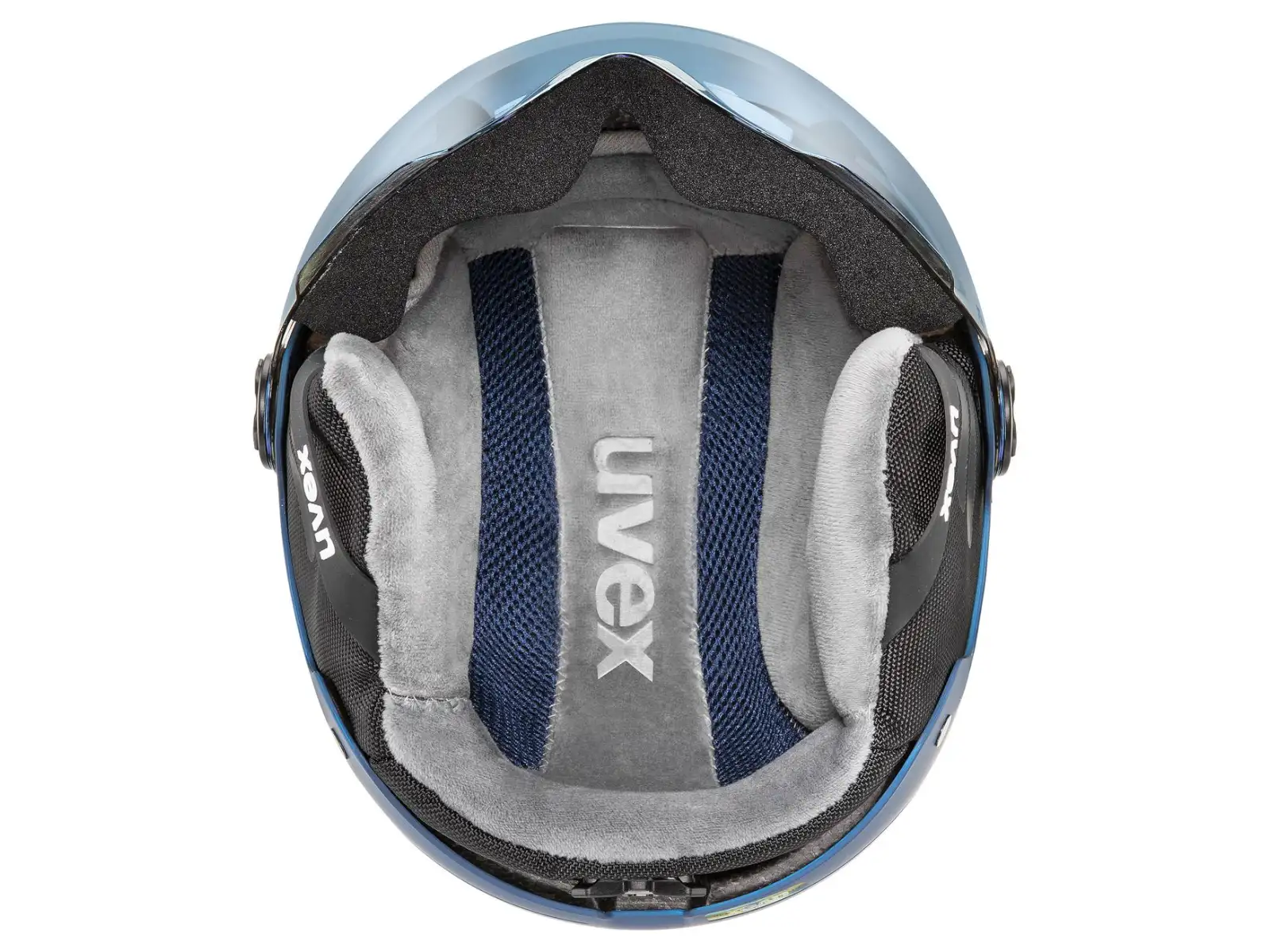 Uvex Rocket Jr Visor lyžařská helma blue puzzle matt