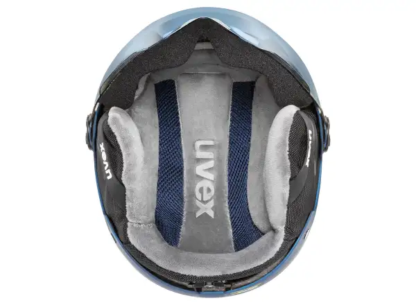 Uvex Rocket Jr Visor lyžařská helma blue puzzle matt