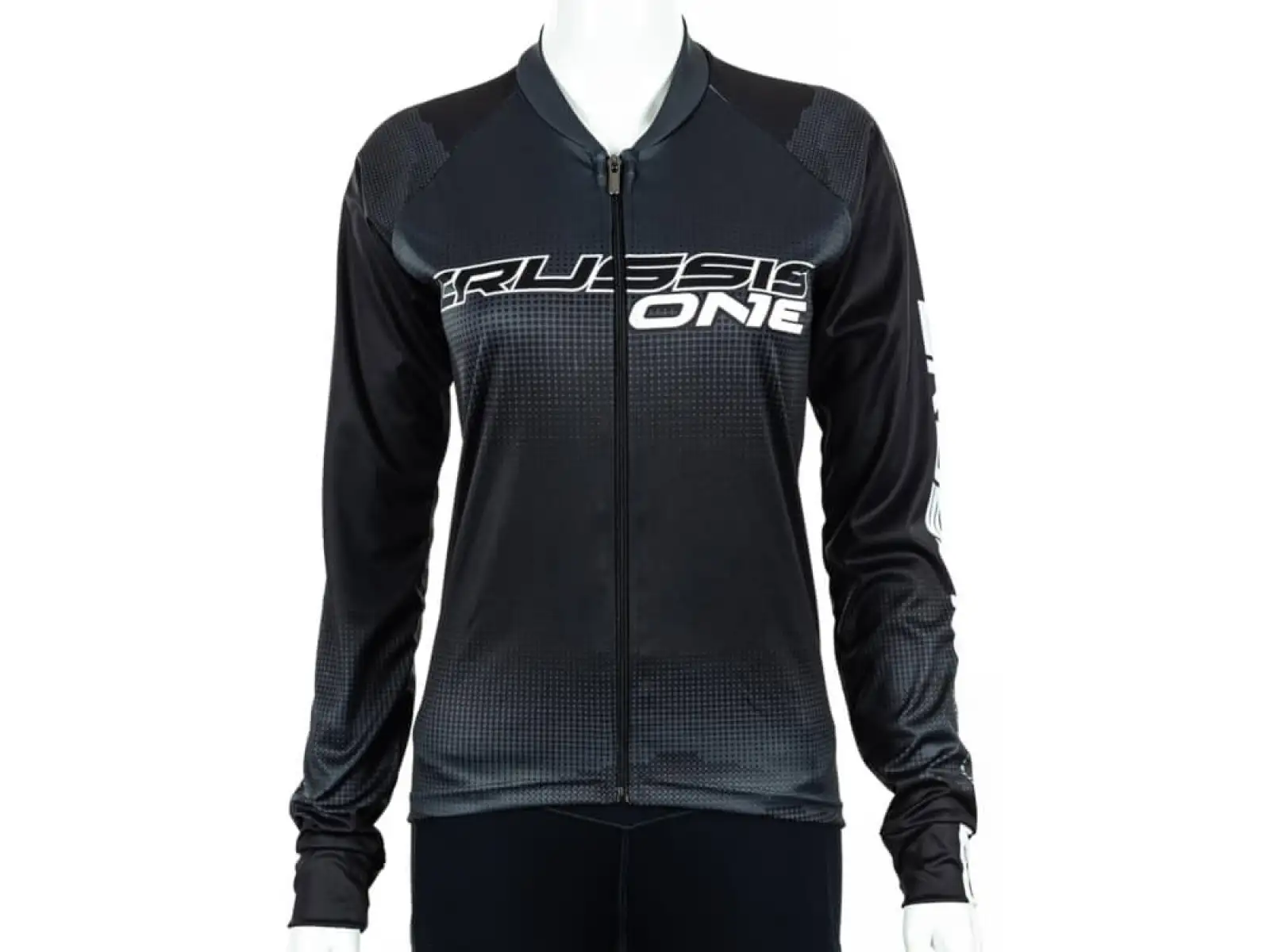 Crussis One dámský cyklistický dres dlouhý rukáv černá/bílá