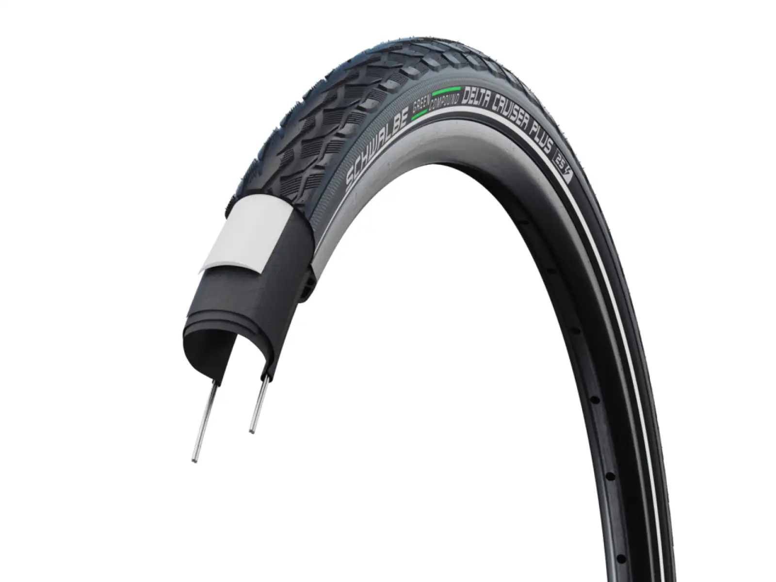 Schwalbe 50-622 DeltaCruiser Plus Active PunctureGuard E-25, wired, Green compound, black-