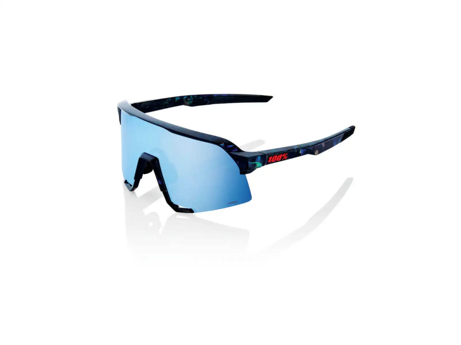 100% S3 HiPER cyklistické brýle Black Holographic/Blue Multilayer Mirror Lens