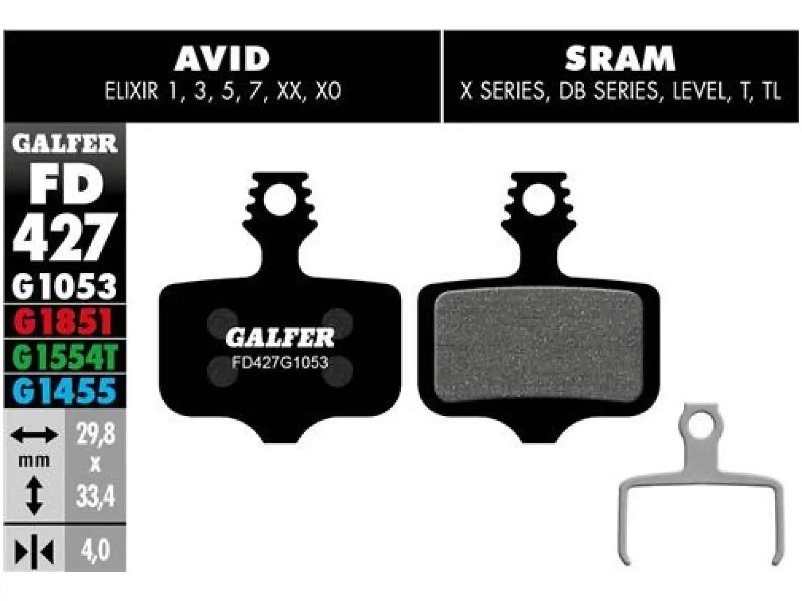 Galfer FD427 Standard G1053 brzdové destičky pro Avid/Sram