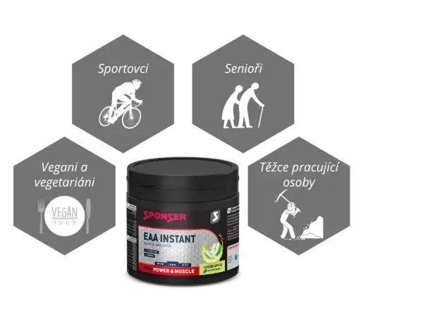 Sponser EAA Instant 300 g Aminokyseliny v prášku Green Apple