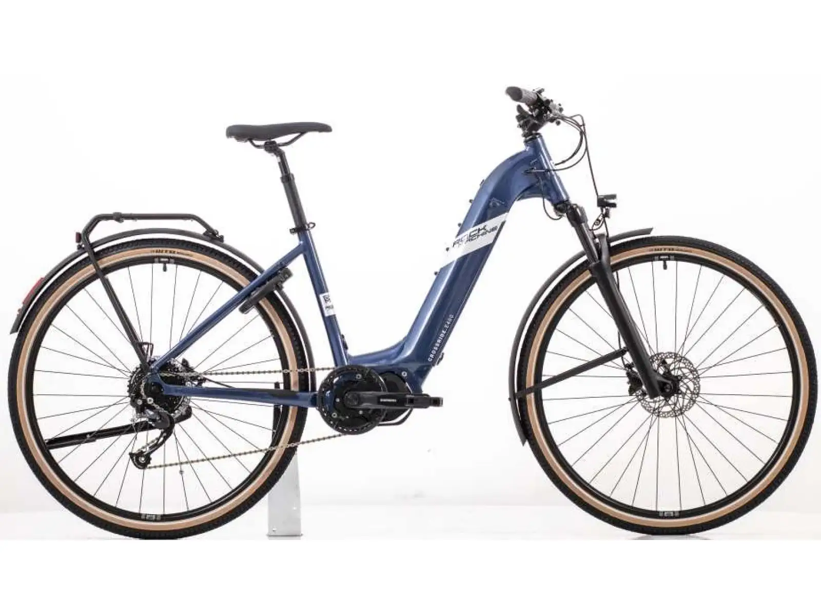 Rock Machine Crossride e400 krosové elektrokolo Gloss Metallic Navy/Silver