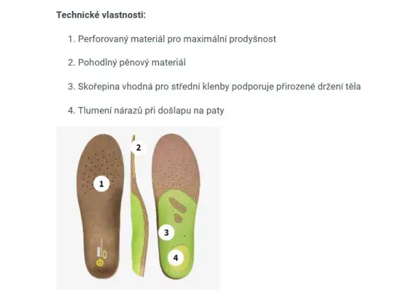 Sidas 3Feet Outdoor Mid vložky do bot střední klenba 1 pár