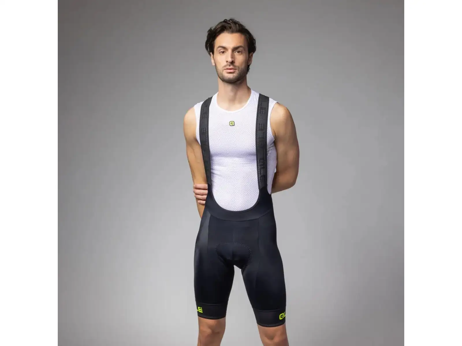 Alé Pragma Corsa 2.0 pánské kraťasy s vožkou a laclem Black/Fluo Yellow