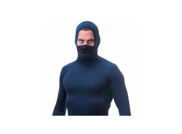 Sensor Merino DF pánské triko dlouhý rukáv s kapucí Deep Blue