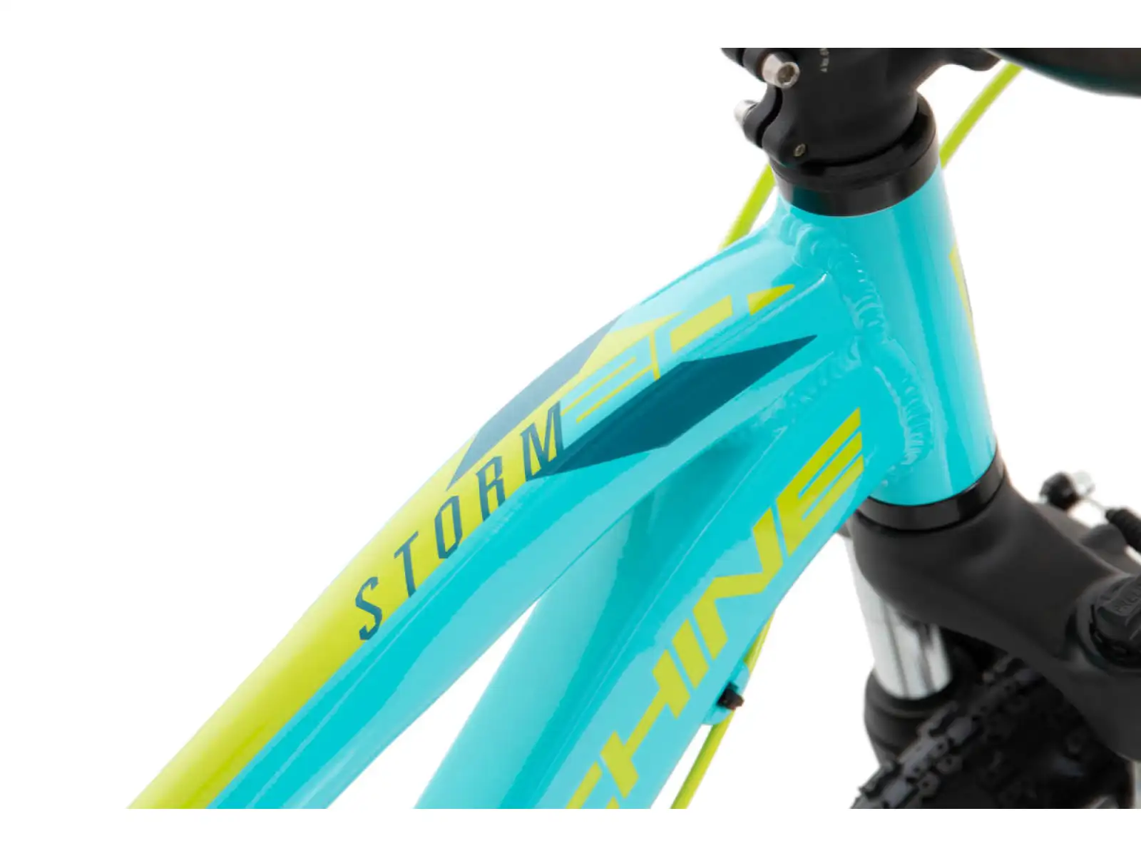 Rock Machine Storm 20 VB dětské kolo Gloss Neon Cyan/Yellow/Petrol